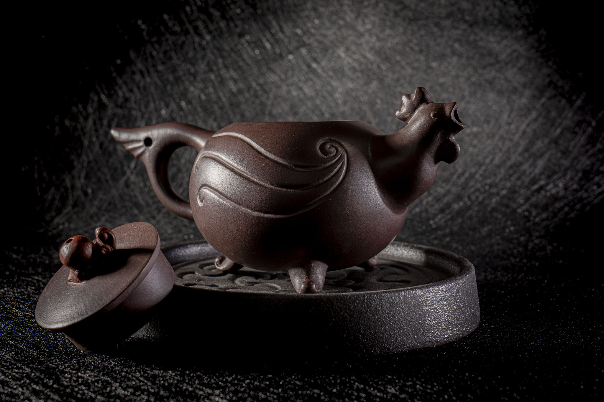 Image THÉIÈRE "COQ CHANTANT" DE YIXING 宜興
